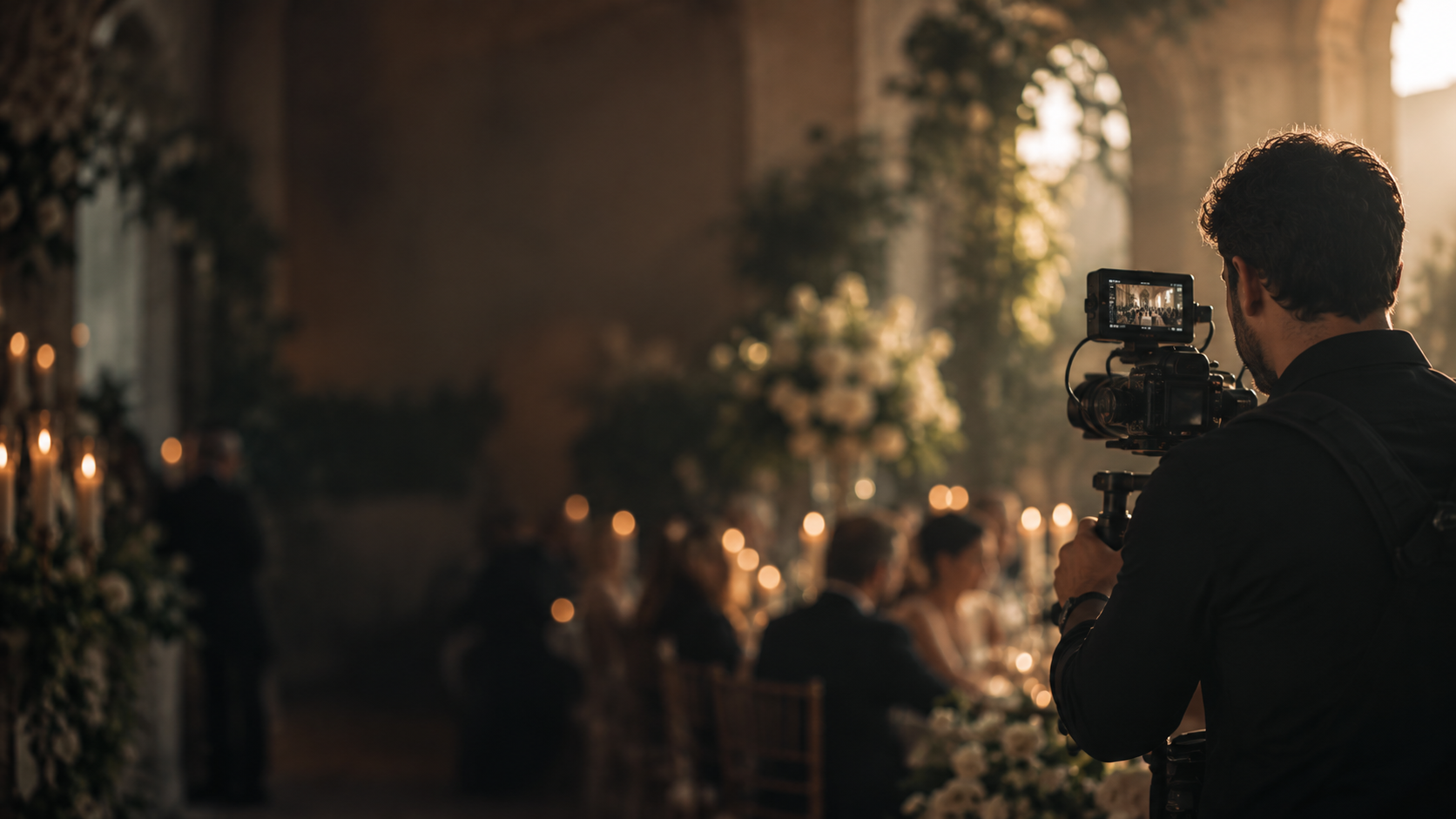 Videografo matrimonialista al lavoro